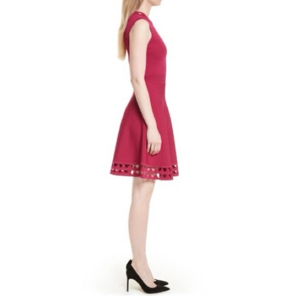 Ted Baker London Kathryn Cut Out Detail Elegant Sleeveless Pink Skater Dress - Picture 2 of 12